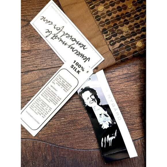 Peter Nygard Small Vintage Bronze Gold Silk Jacket Vintage Dot Party Evening Chi - Picture 13 of 13